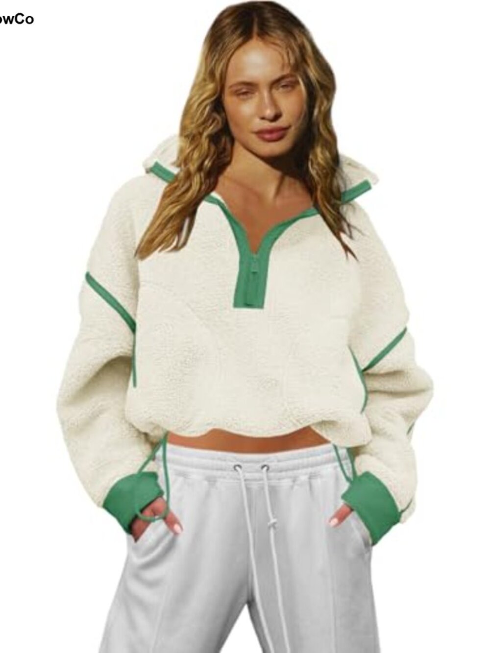 Women's Fleece Half Zip Sweatshirt Long Sleeve Sherpa Jacket Pullover
